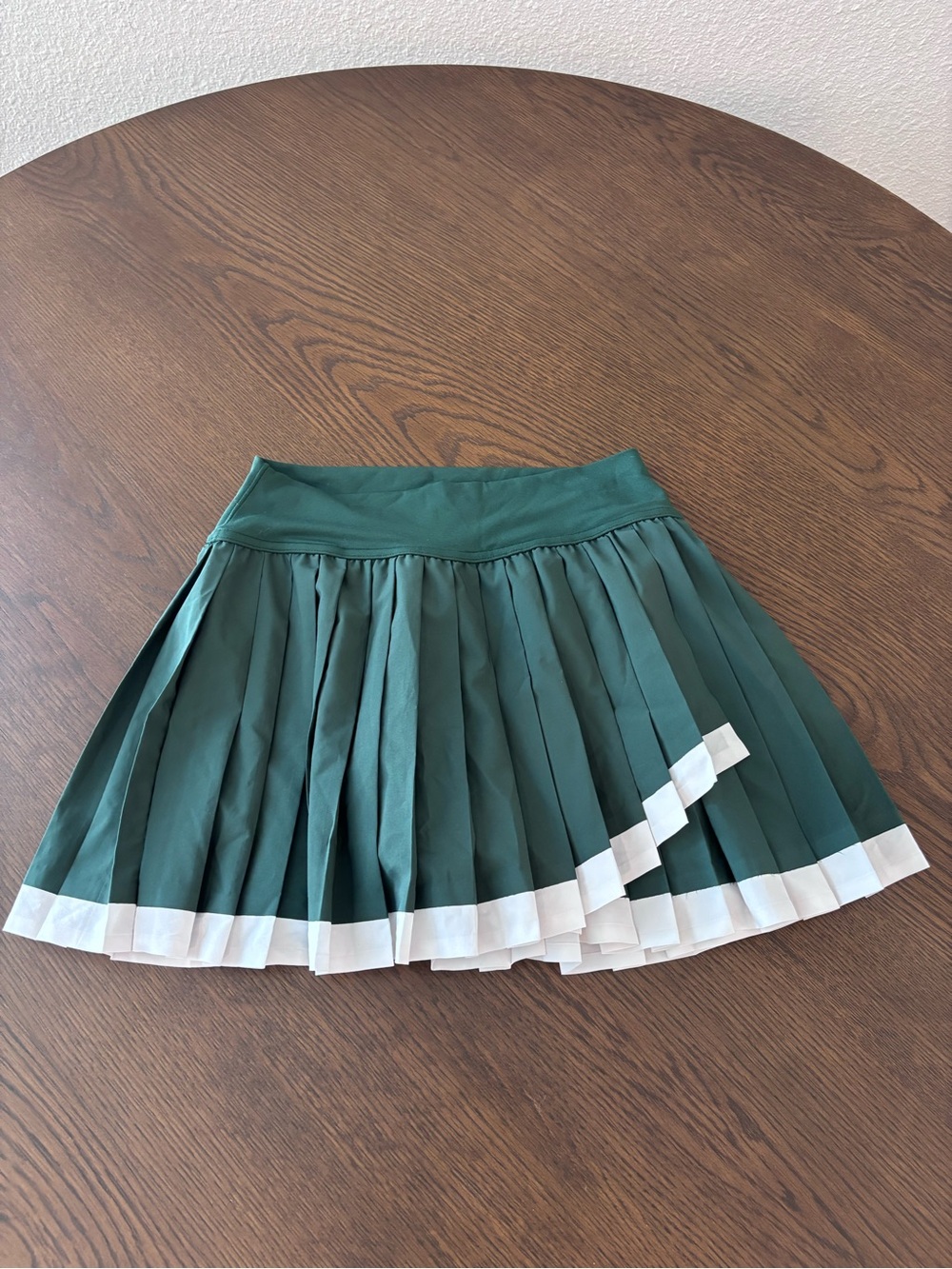 aerie Dark Green Pleated Mini Skirt with White Trim
